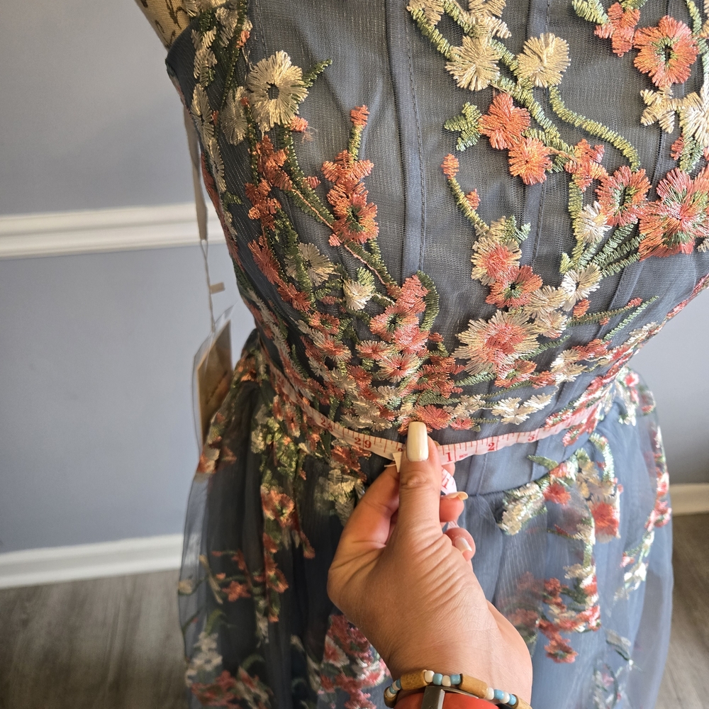 Floral Embroidered Blue Dress - Picture 11 of 11
